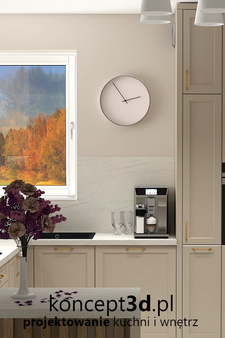 zegar w kuchni na ścianie - projektowanie kuchni ONLINE